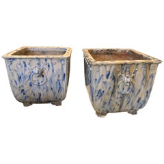 Pair of Blue and White Garden Planters