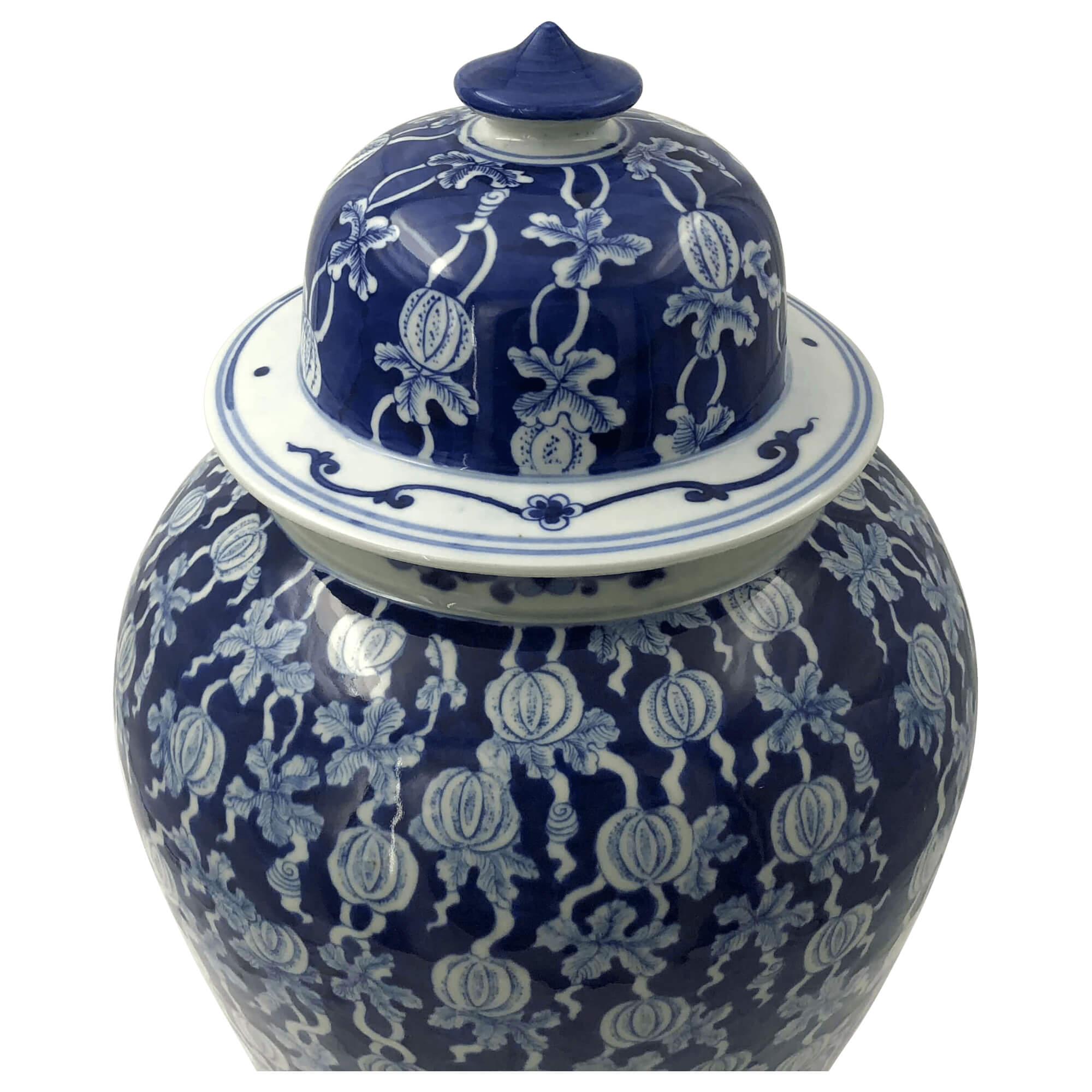 Chinese Export Pair of Blue and White Ginger Jars