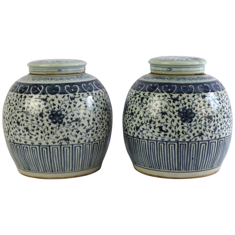 Pair of Blue and White Ginger Jars at 1stDibs