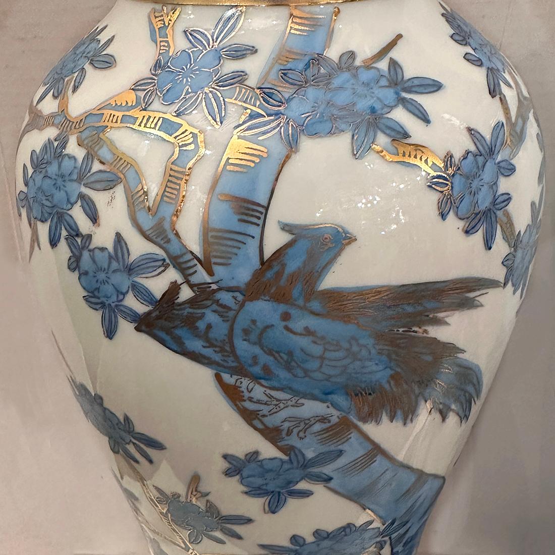 American Pair of Blue and White Lamps For Sale
