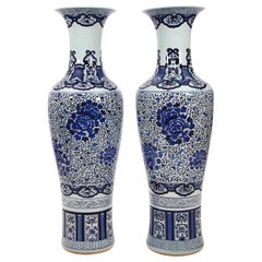 Pair of Blue and White Palace Jars with Lid
