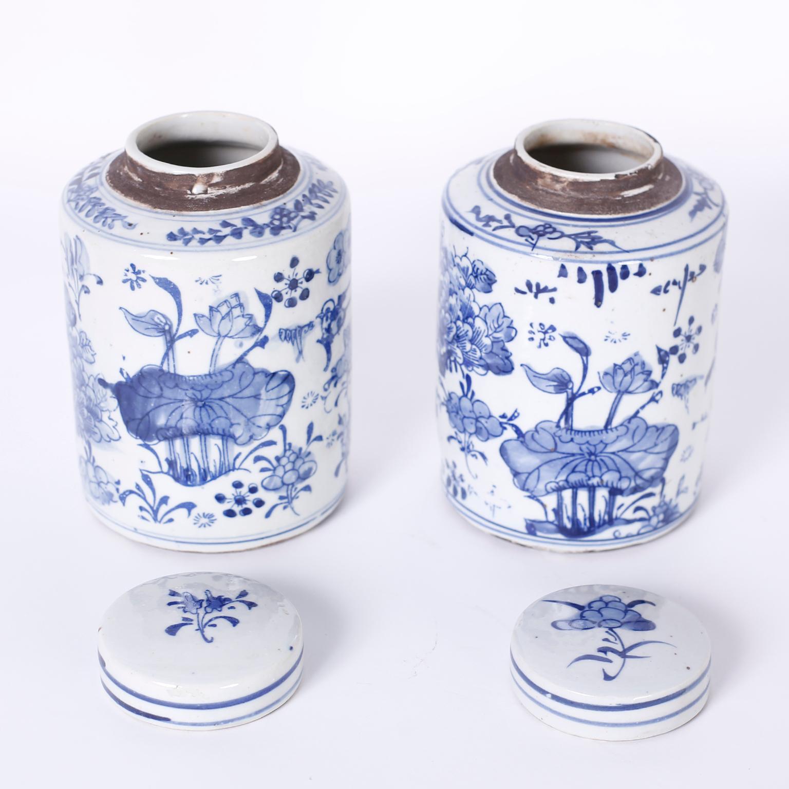 blue and white porcelain jars