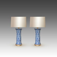 Pair of Blue and White Porcelain Lamps