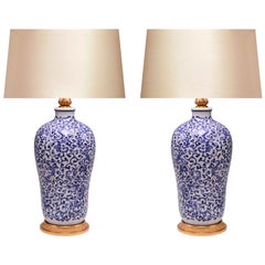 Pair of Blue and White Porcelain Lamps