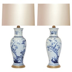 Pair of Blue and White Porcelain Lamps 