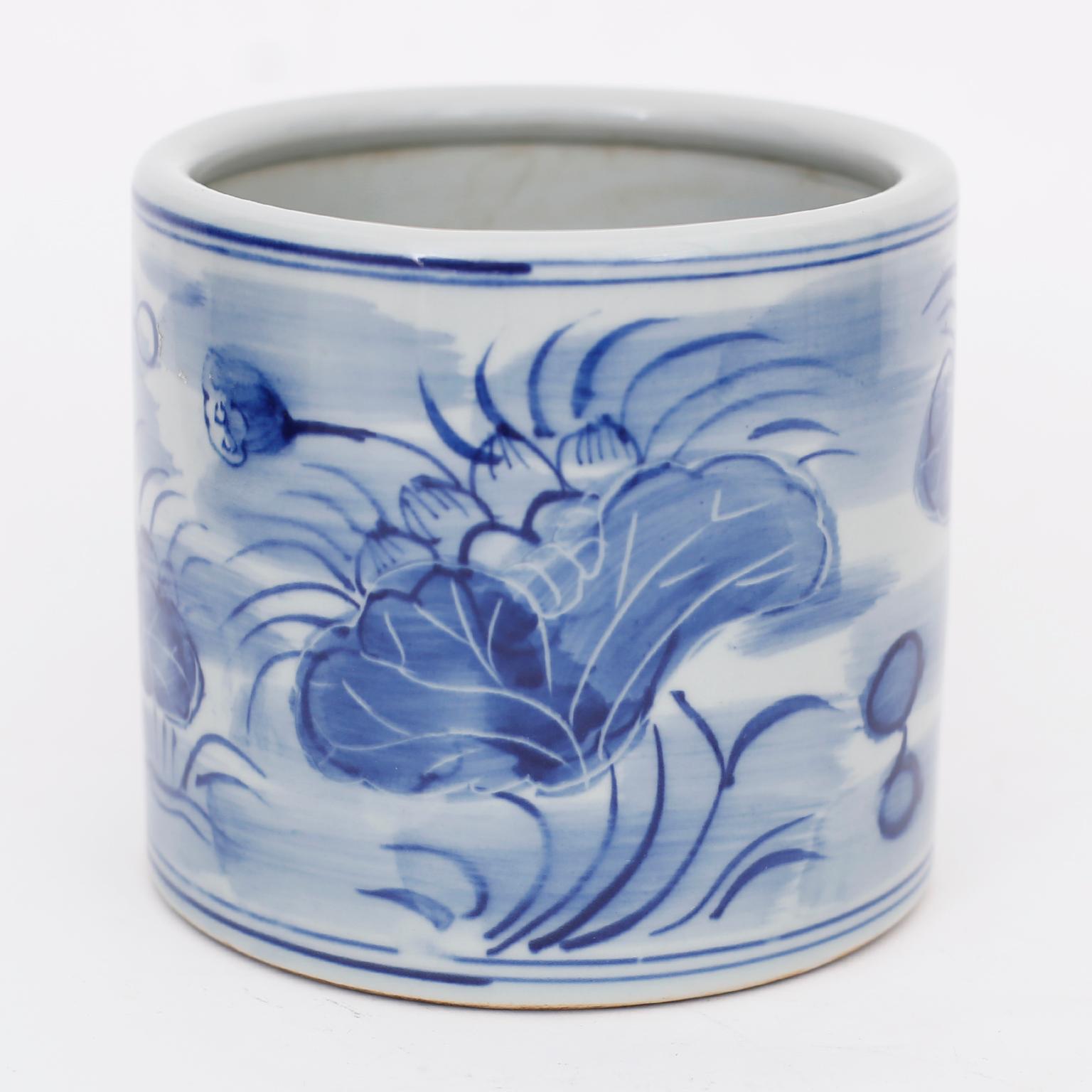 Chinese Pair of Blue and White Porcelain Pots