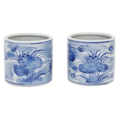 Pair of Blue and White Porcelain Pots