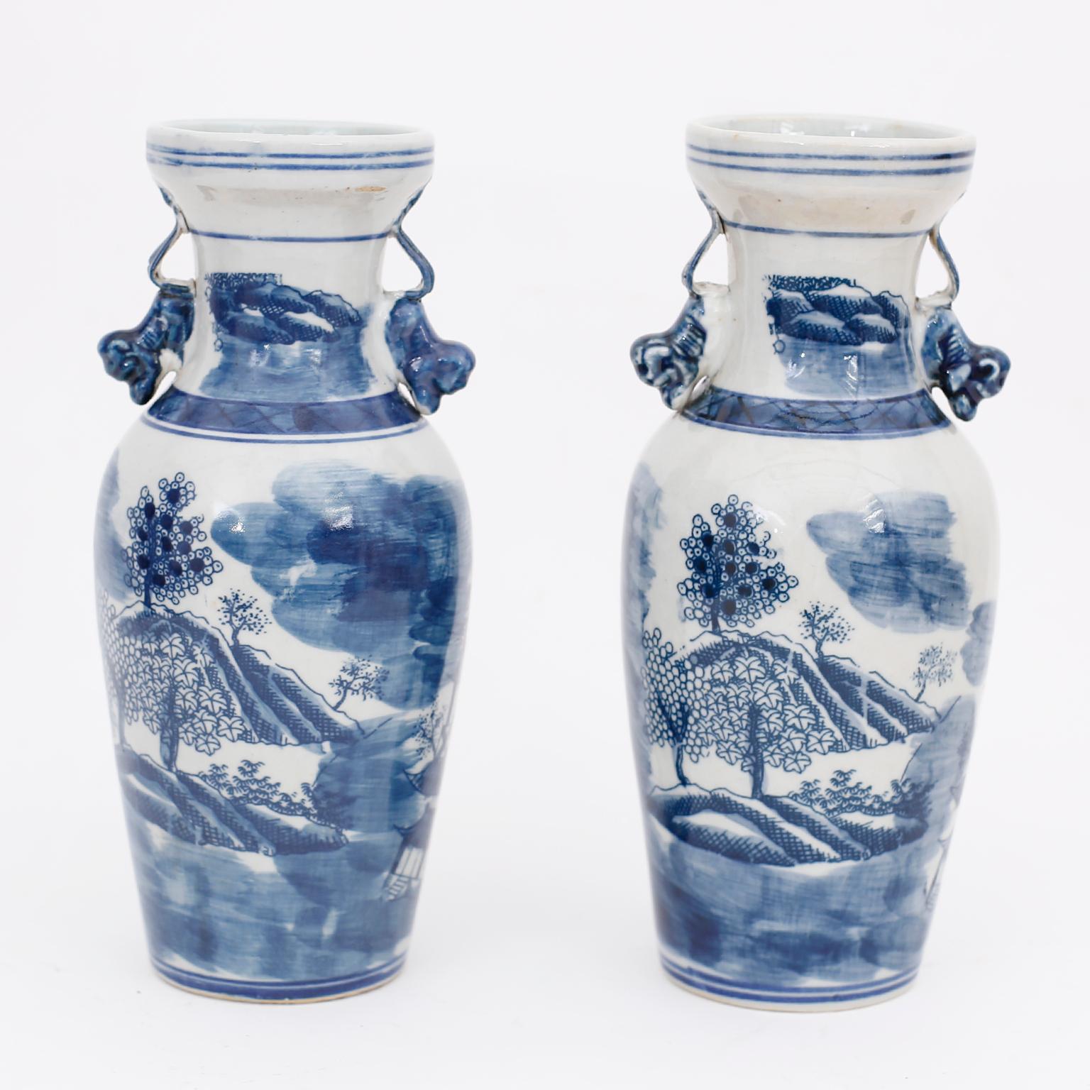 blue and white pottery vases