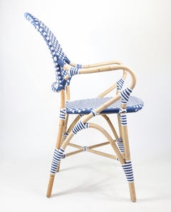 Pair of Blue and White Serena & Lily Woven Chairs