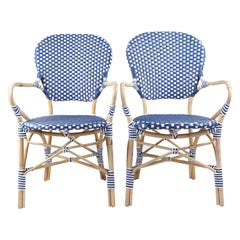 Used Pair of Blue and White Serena & Lily Woven Chairs