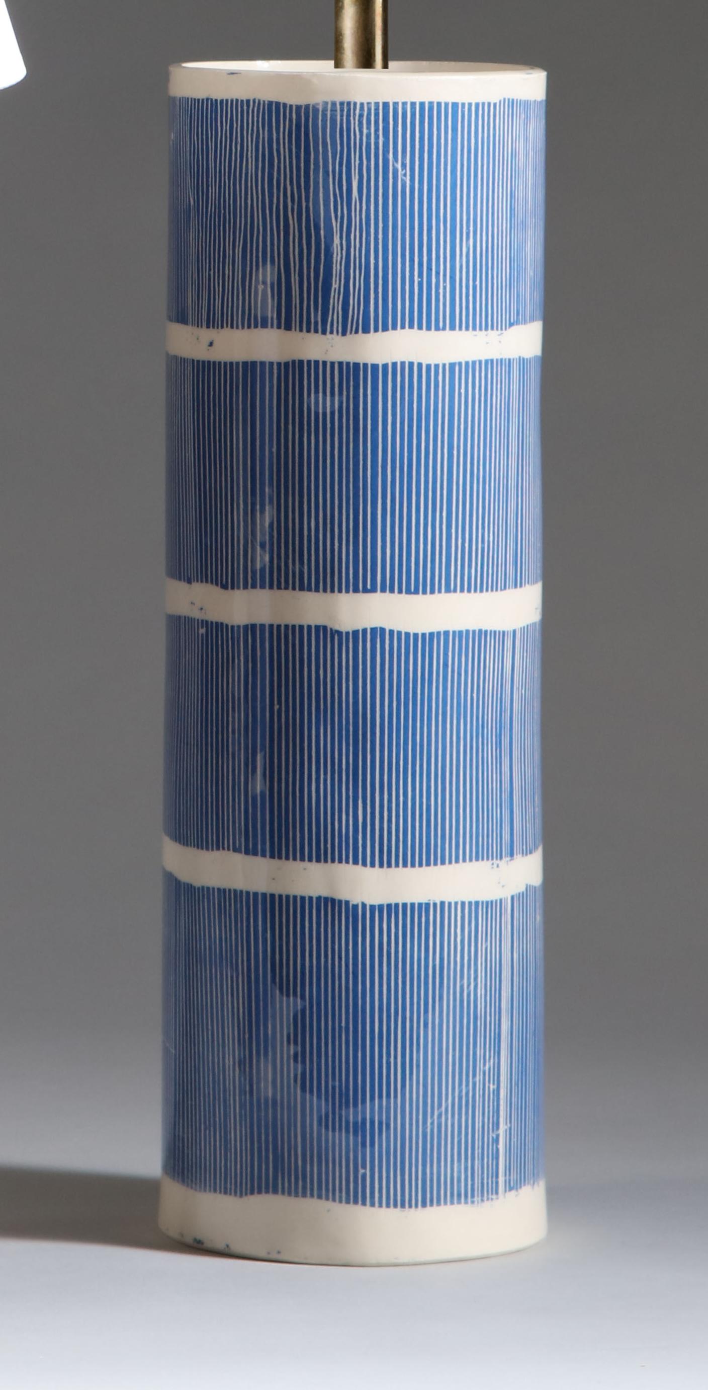 Glazed Pair of Blue and White Studio Pottery Vases