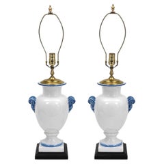 Pair of blue and white table lamps