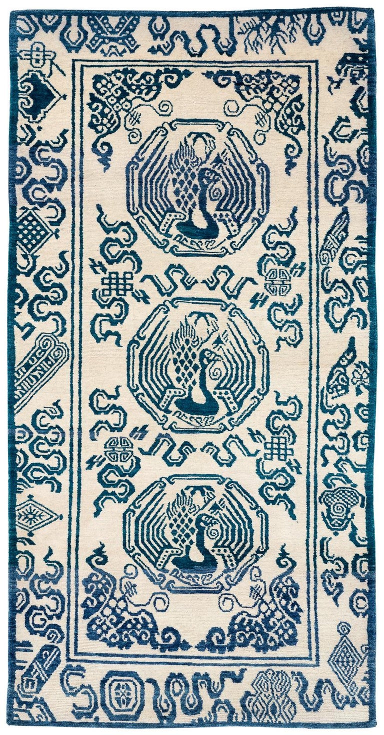 Pair of Blue and White Tibetan Rugs by Carini For Sale at ...