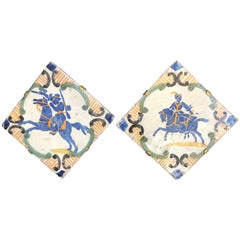 Pair of Blue and Yellow Neapolitan Tiles