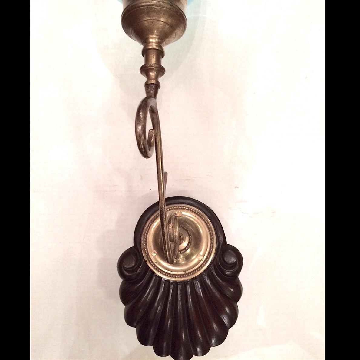 Mid-20th Century Pair of Blue Anglo Indian Sconces For Sale