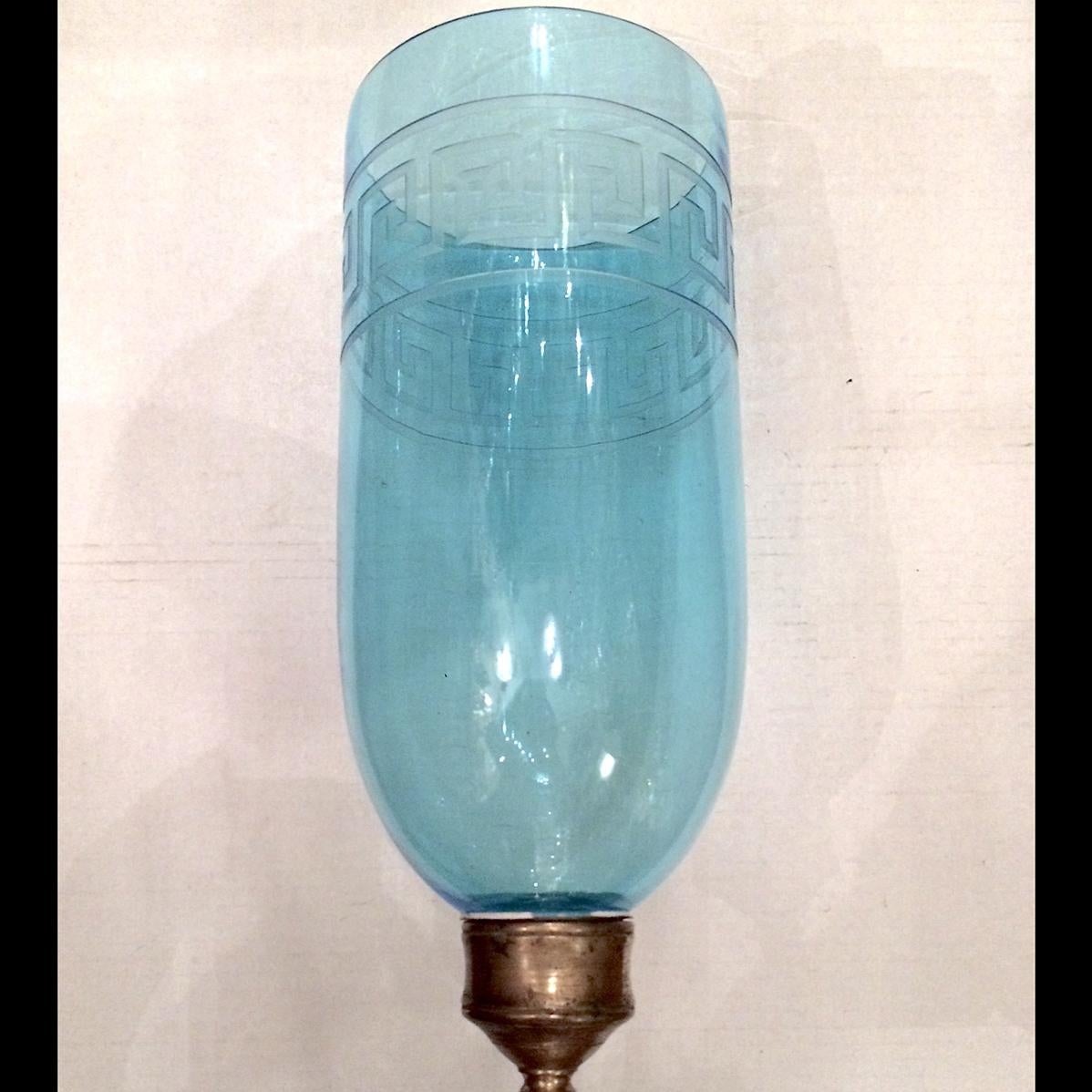Wood Pair of Blue Anglo Indian Sconces For Sale