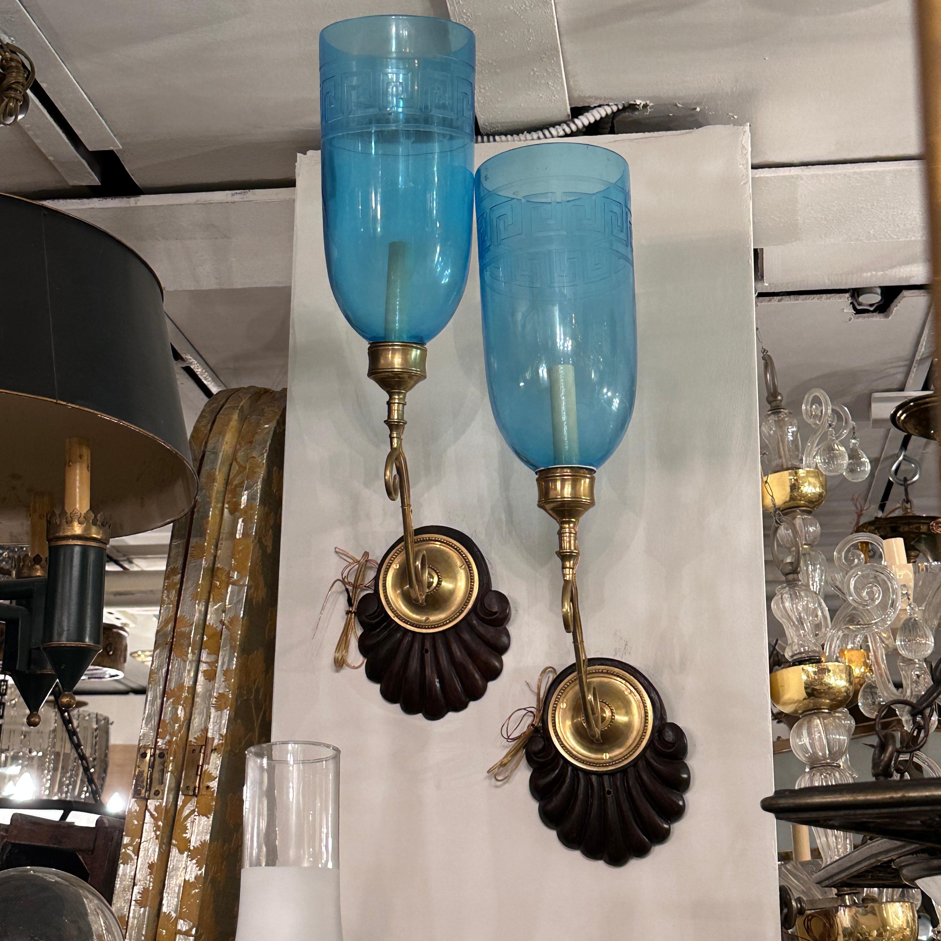 Pair of Blue Anglo Indian Sconces For Sale 2