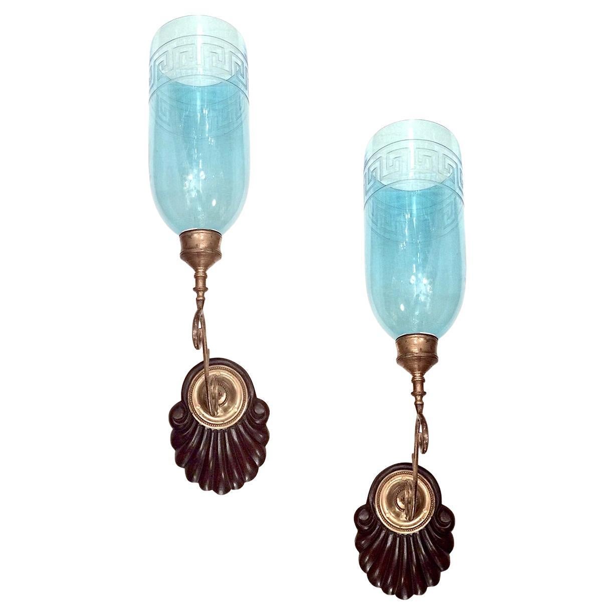 Pair of Blue Anglo Indian Sconces