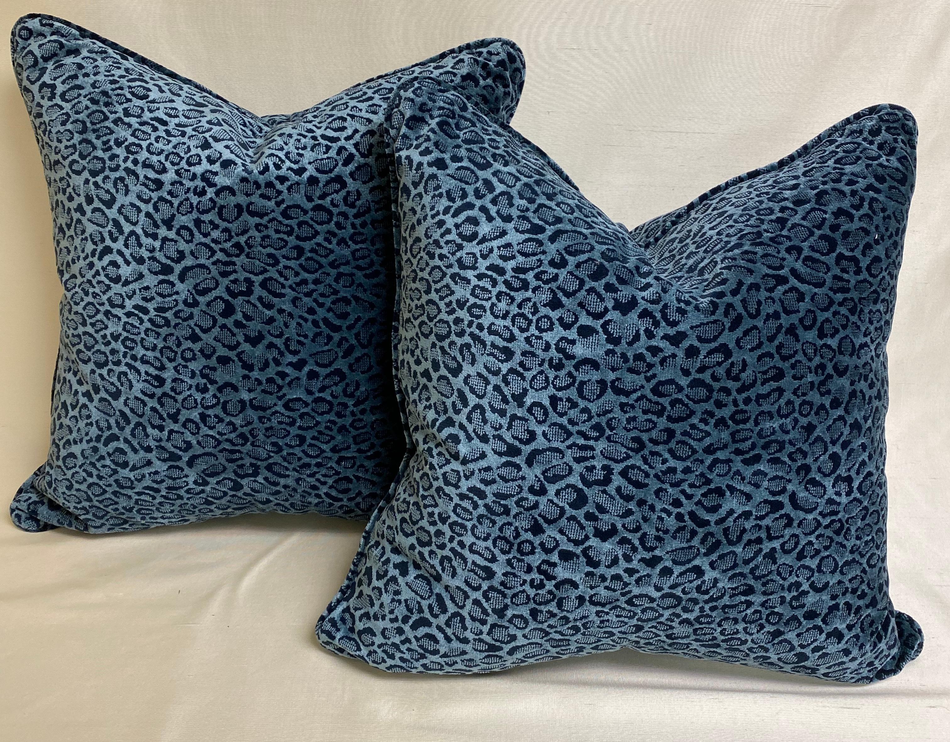 blue leopard print cushion