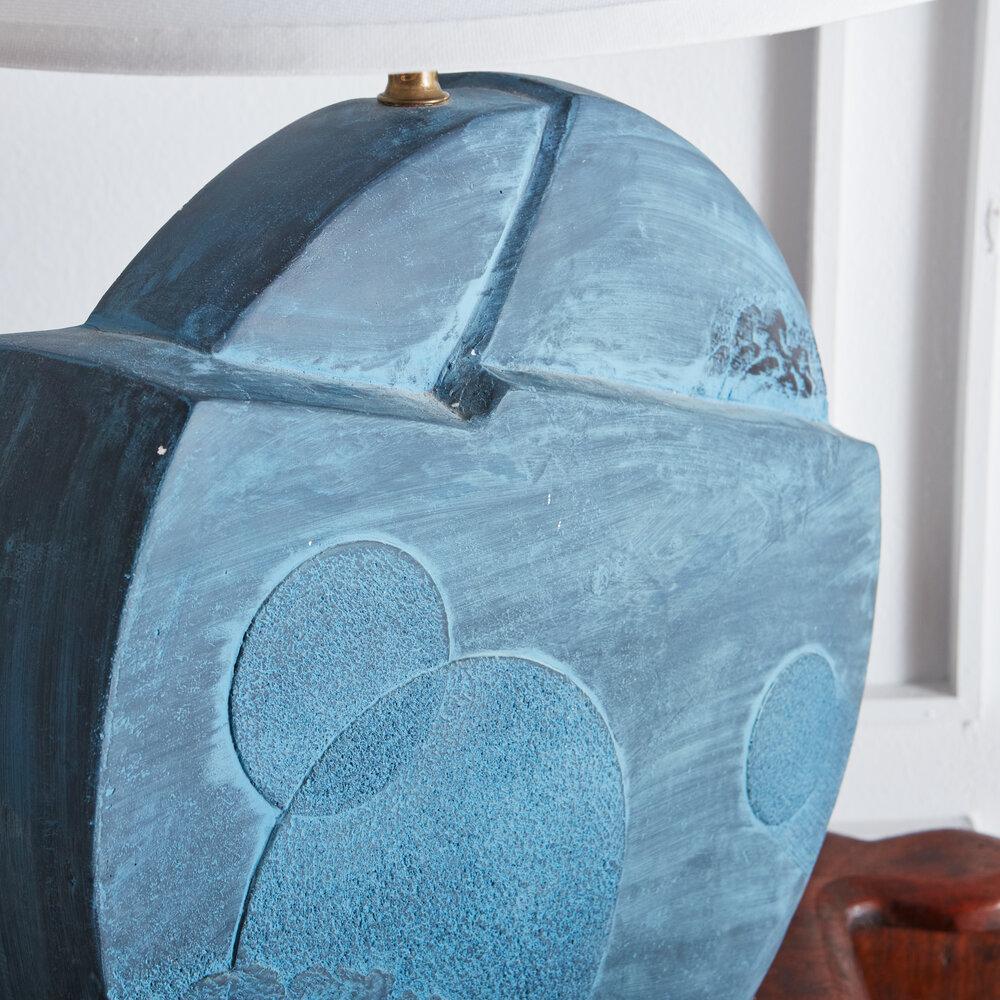 Pair of Blue Architectural Plaster Lamps by Bon Art, 1989 5