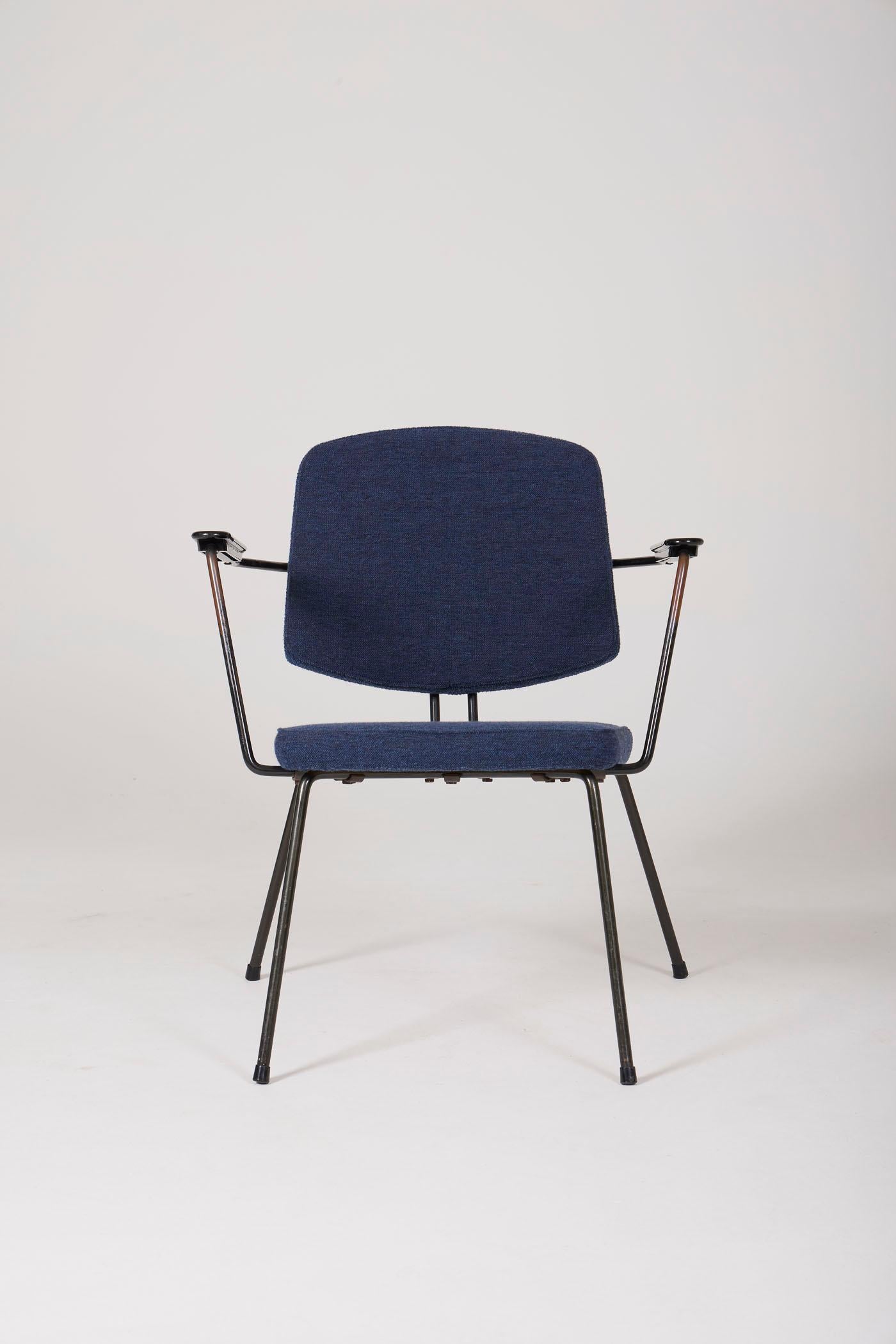 Pair of blue armchairs by Rudolf Wolf For Sale 5
