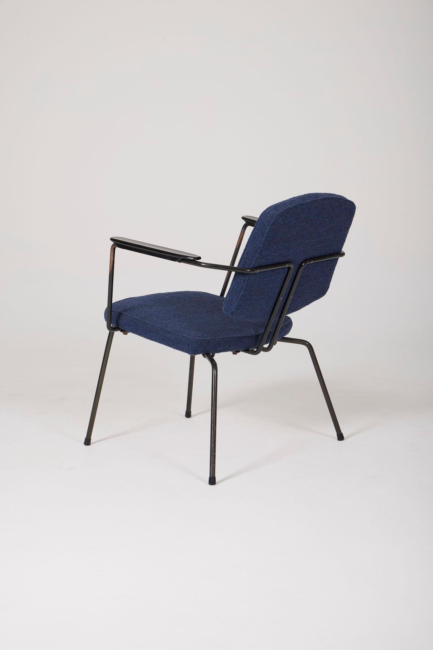 20th Century Pair of blue armchairs by Rudolf Wolf For Sale