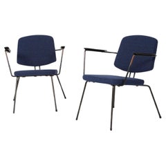 Retro Pair of blue armchairs by Rudolf Wolf