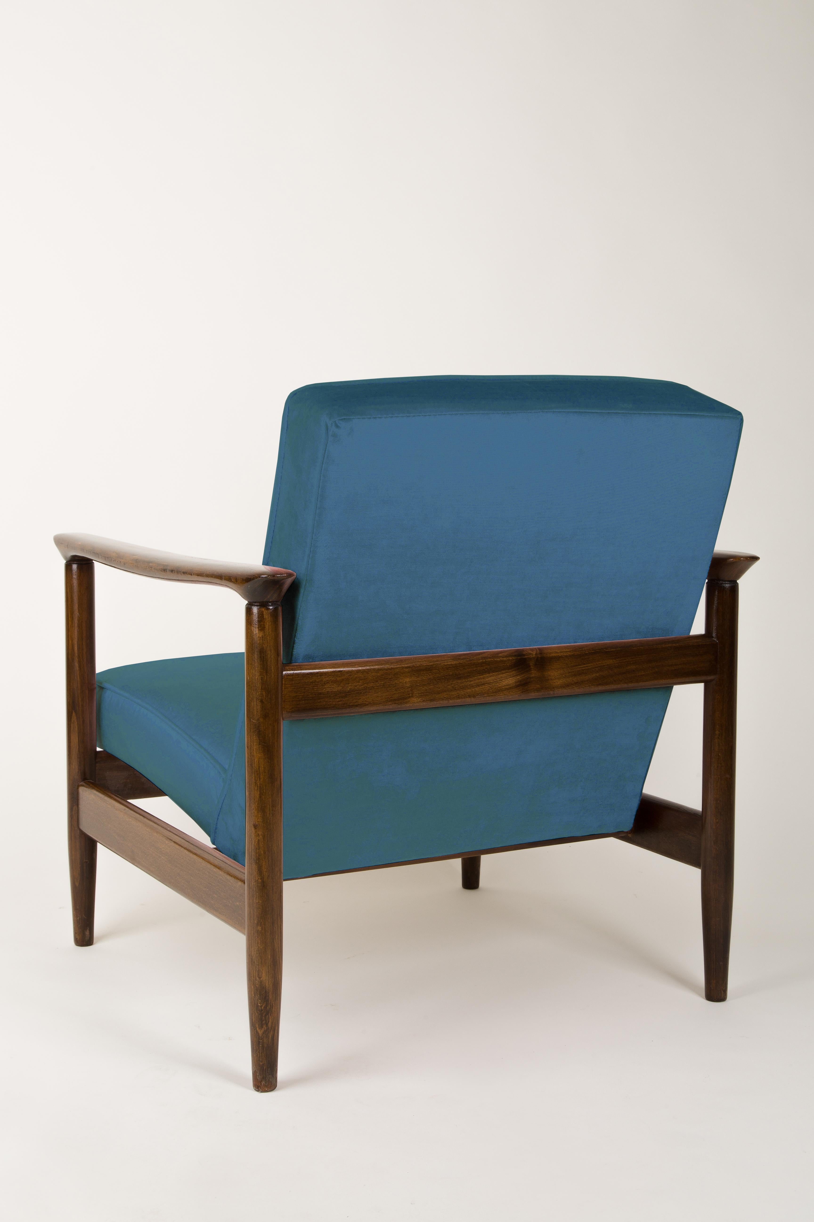 Pair of Blue Armchairs, Edmund Homa, GFM-142, 1960s, Poland For Sale 1
