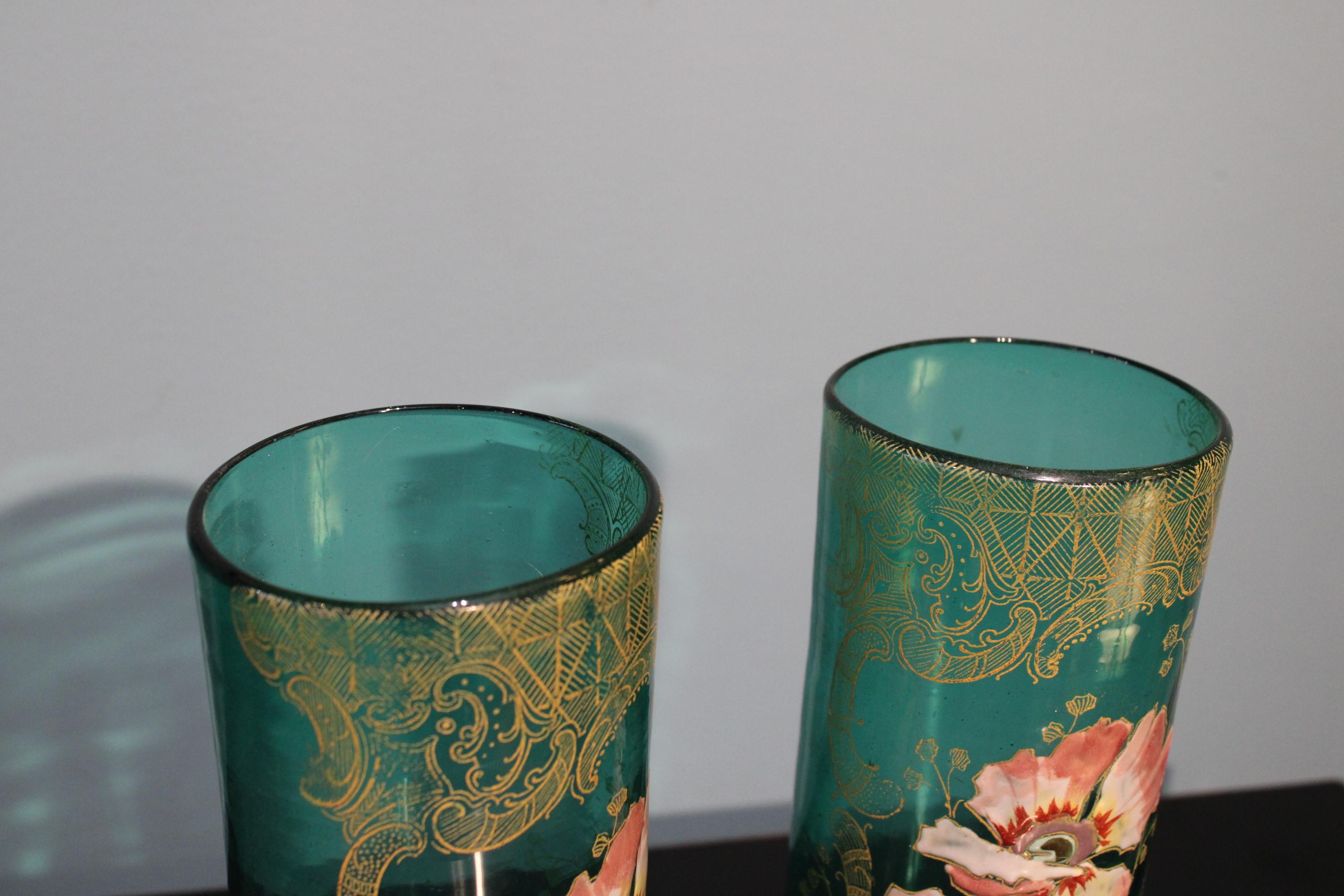 Pair of Blue Art Nouveau Glass Vases, Attributed to Legras For Sale 2