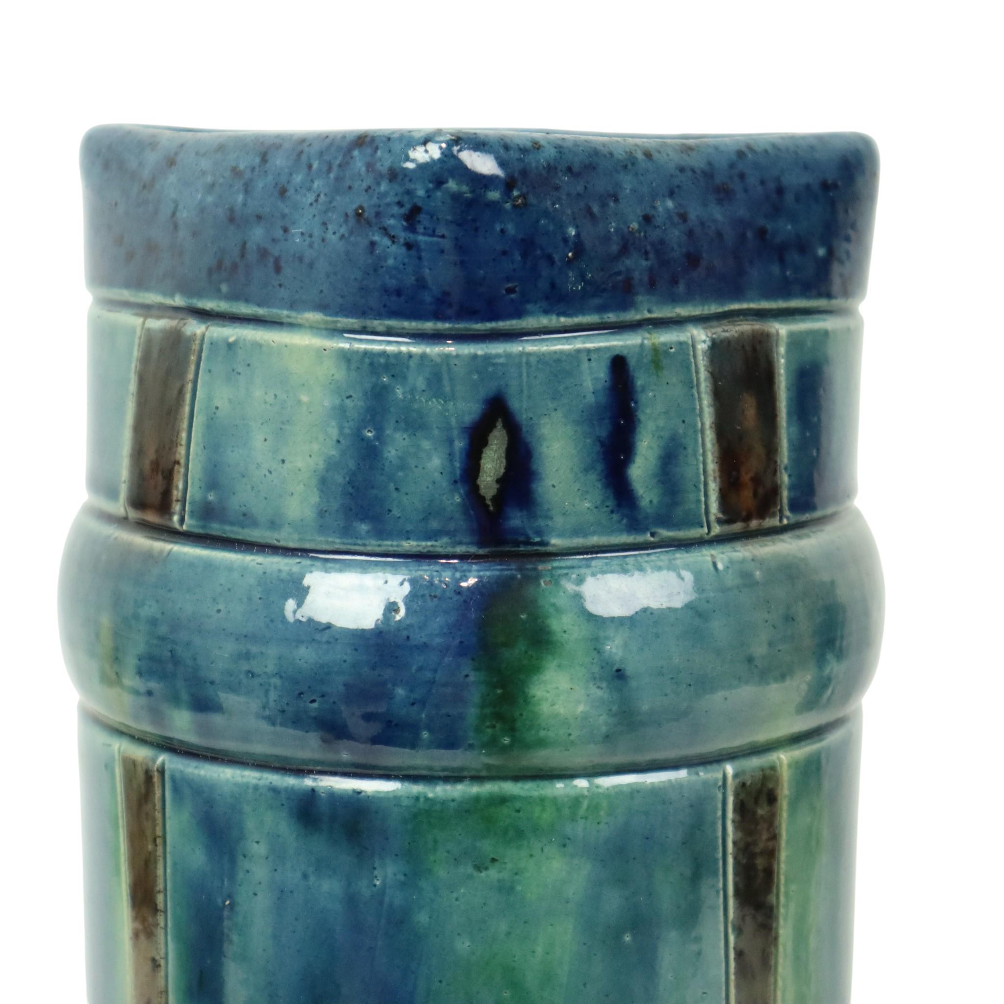 Paar blaue Jugendstilvasen Flämische Töpferei Antiques im Angebot 5