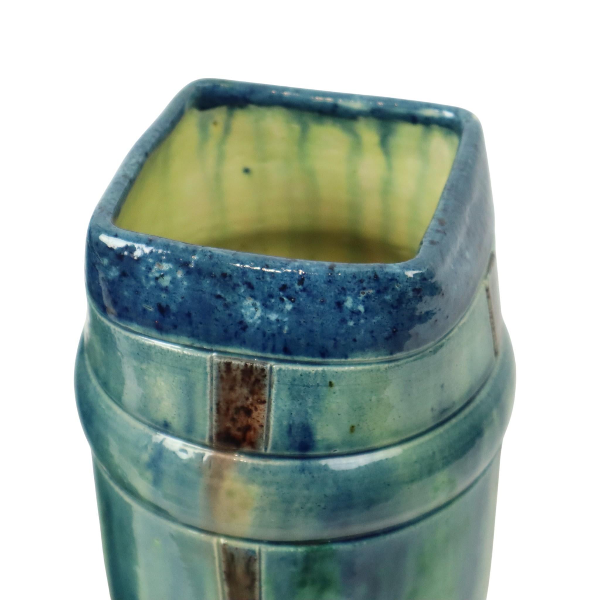 Paar blaue Jugendstilvasen Flämische Töpferei Antiques (Tonware) im Angebot