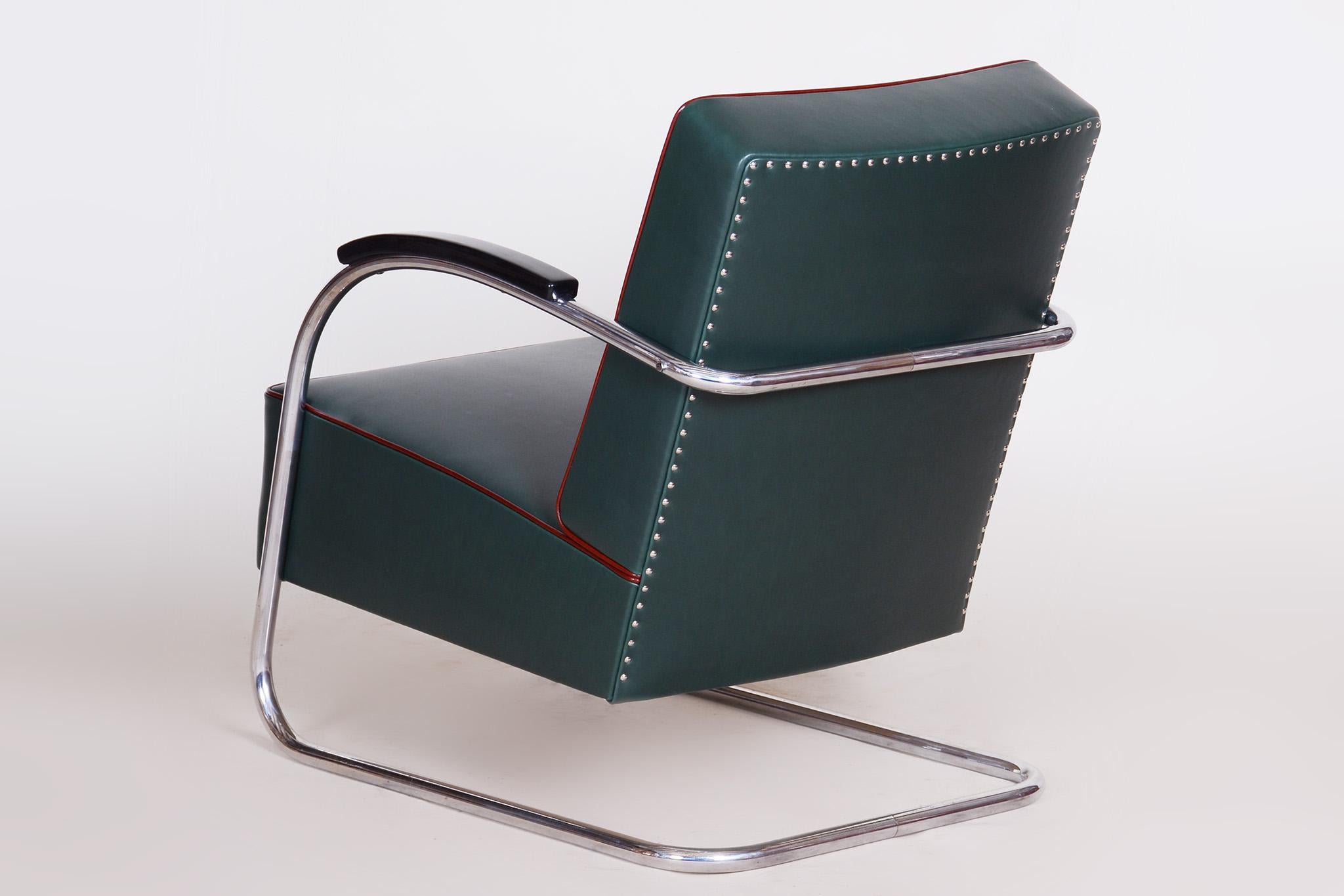 Pair of Blue Bauhaus Armchairs, Made by Mucke Melder in 1930s Czechia For Sale 5