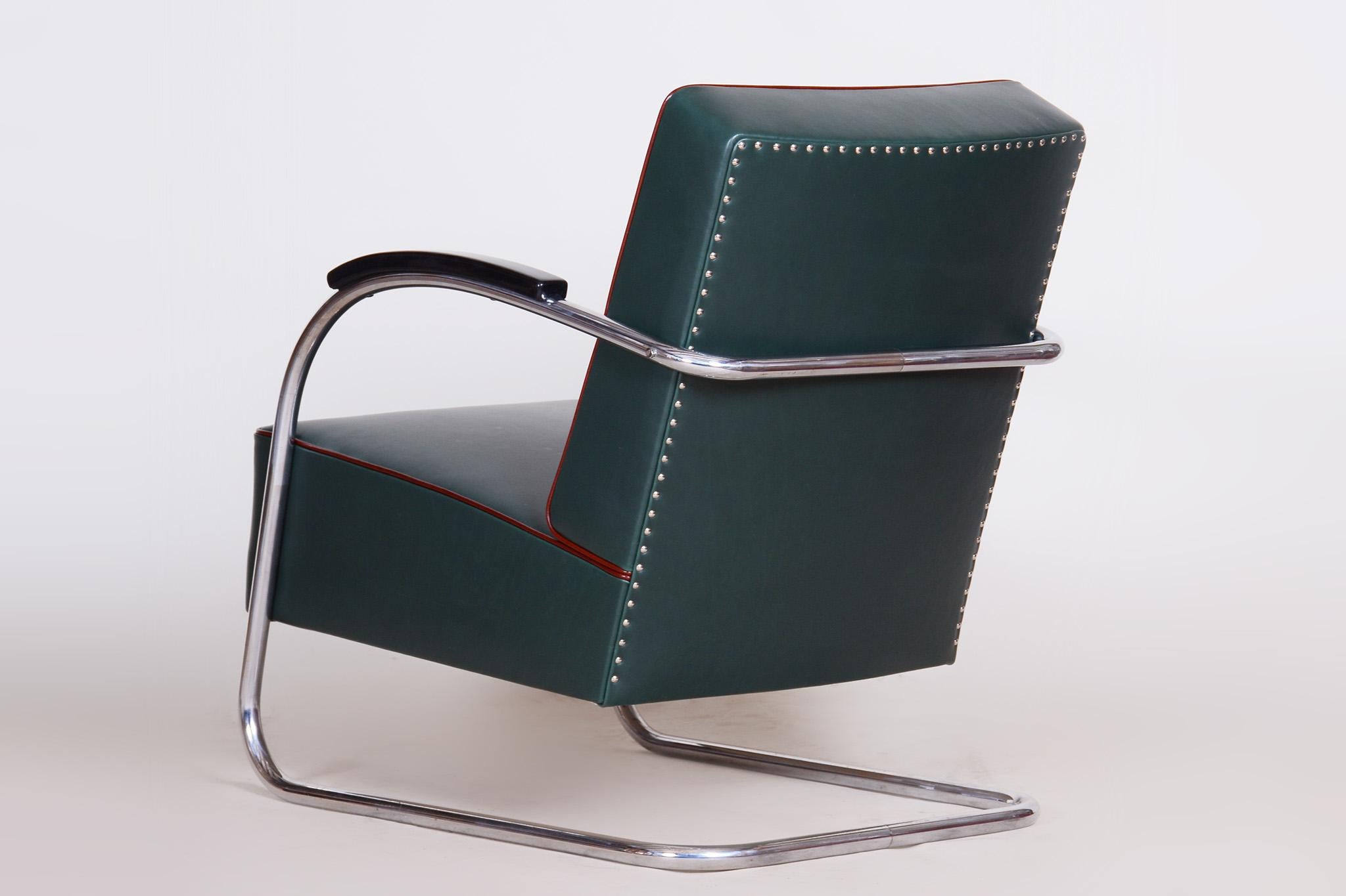 Pair of Blue Bauhaus Armchairs, Made by Mucke Melder in 1930s Czechia For Sale 6