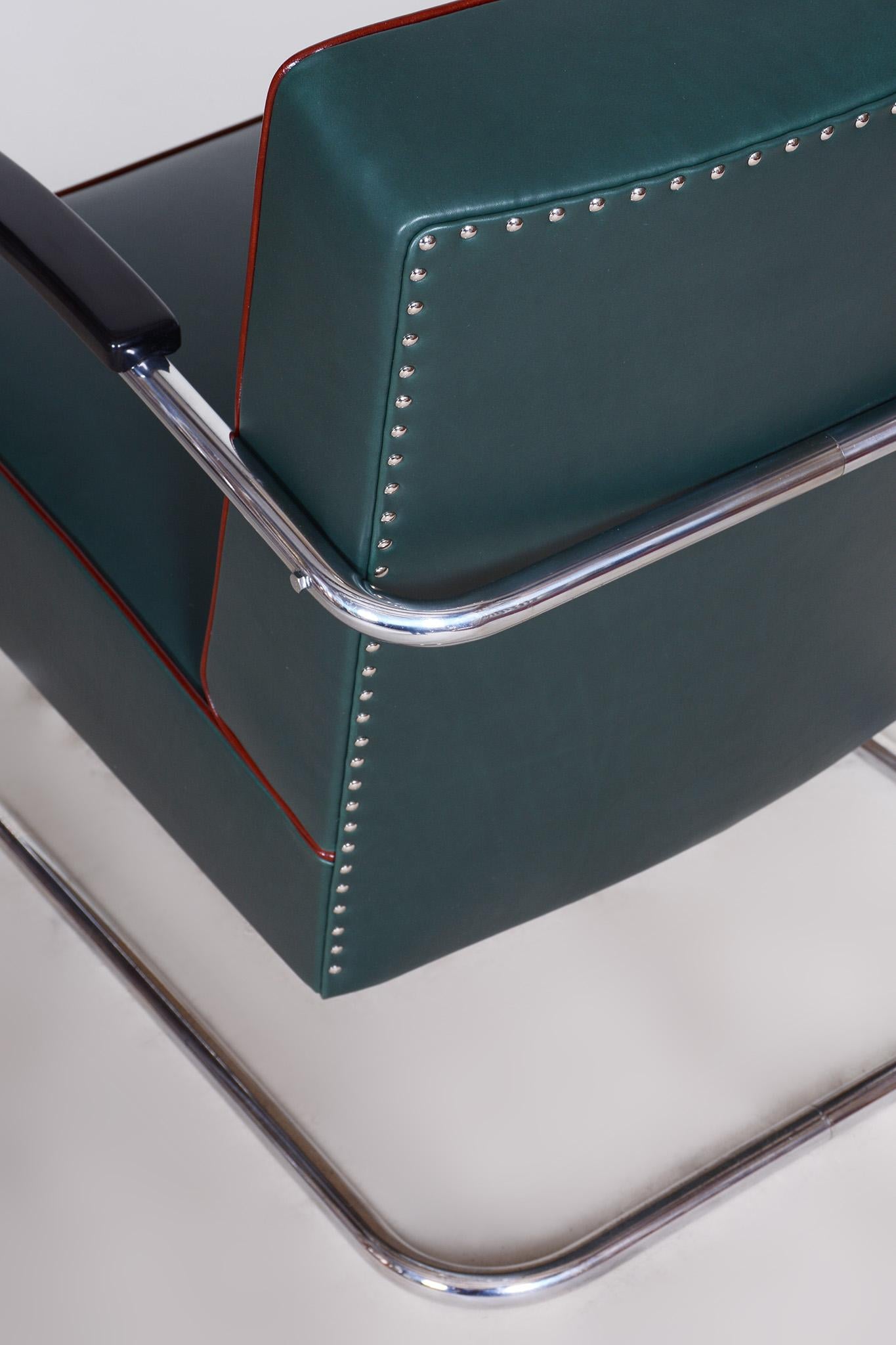 Pair of Blue Bauhaus Armchairs, Made by Mucke Melder in 1930s Czechia For Sale 7