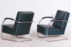 Pair of Blue Bauhaus Armchairs, Made by Mucke Melder in 1930s Czechia