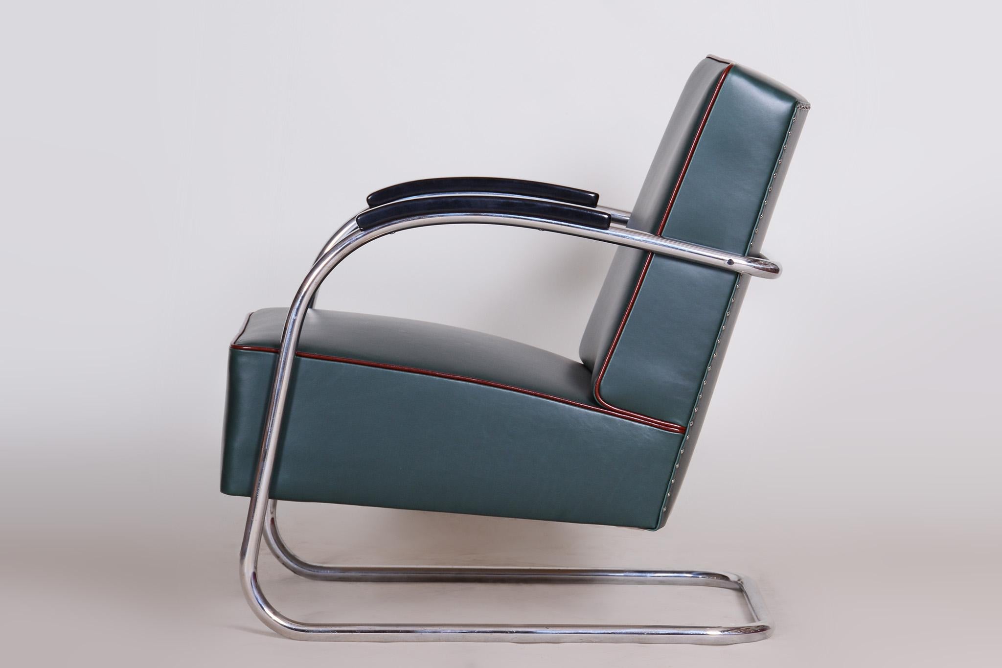 Pair of Blue Bauhaus Armchairs, Made by Mucke Melder in 1930s Czechia For Sale 4