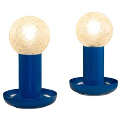 Pair of blue bedside lamps, 1970