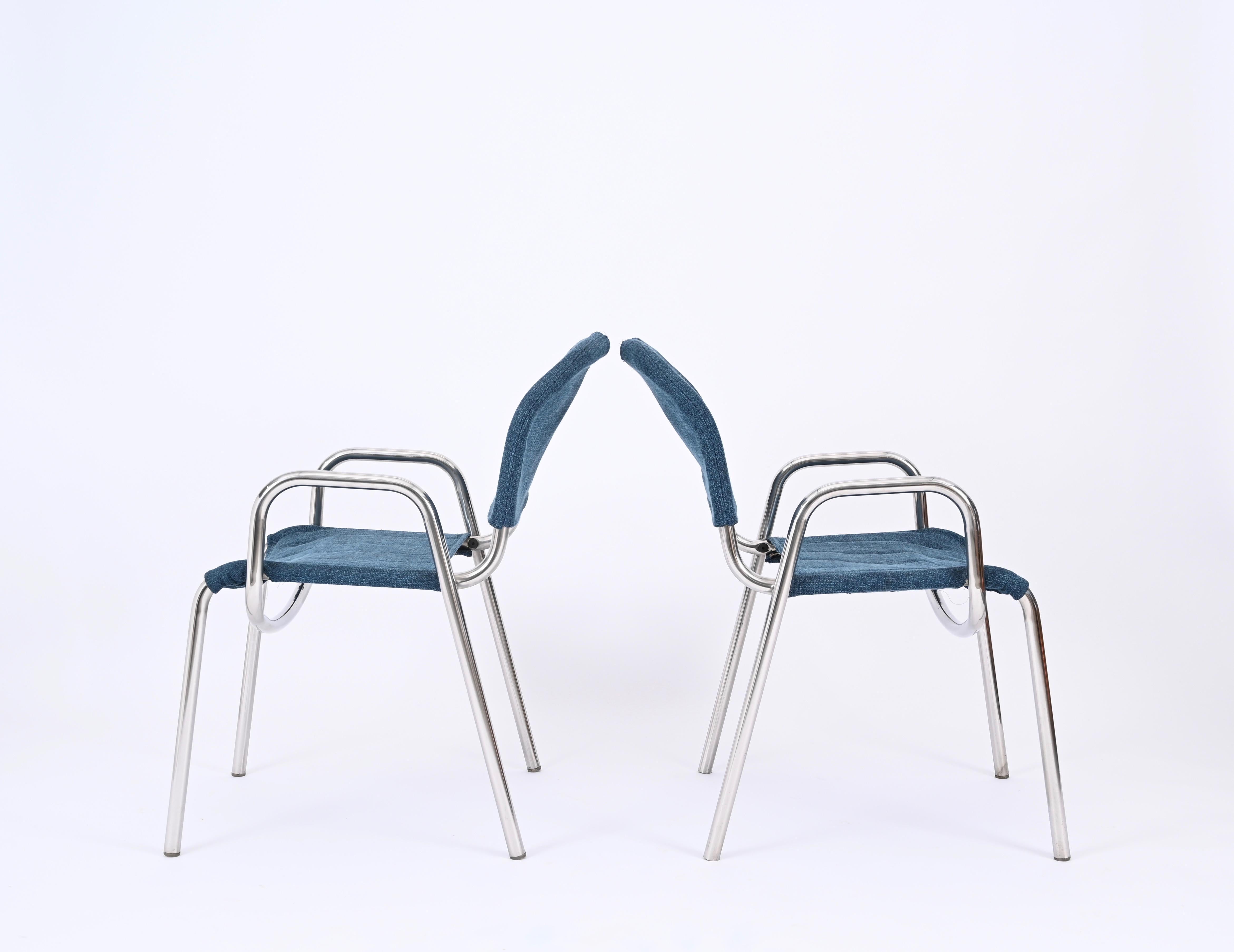 Pair of Blue Castiglietta Dining Chairs by Castiglioni for Zanotta, Italy 1960s For Sale 5