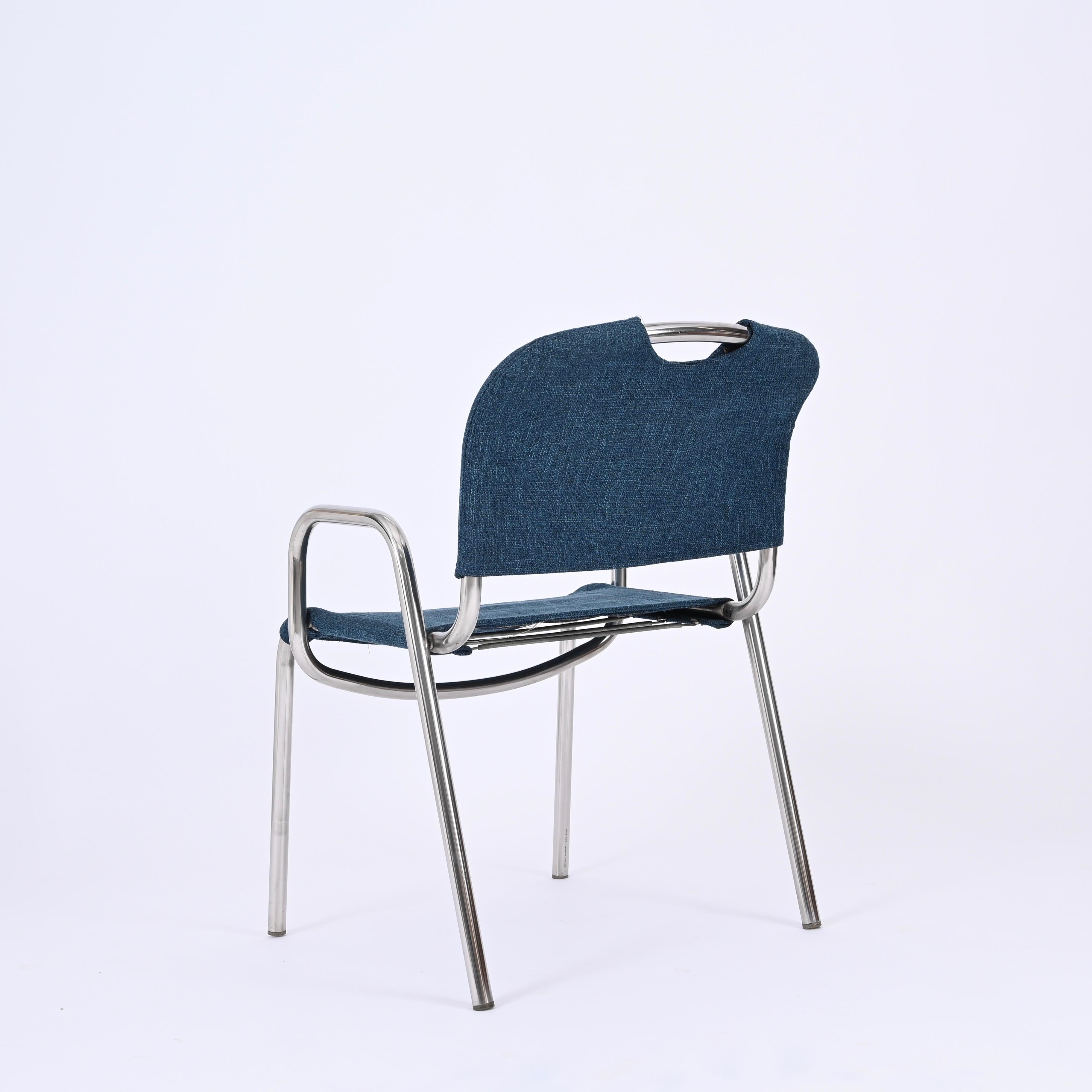Pair of Blue Castiglietta Dining Chairs by Castiglioni for Zanotta, Italy 1960s For Sale 8
