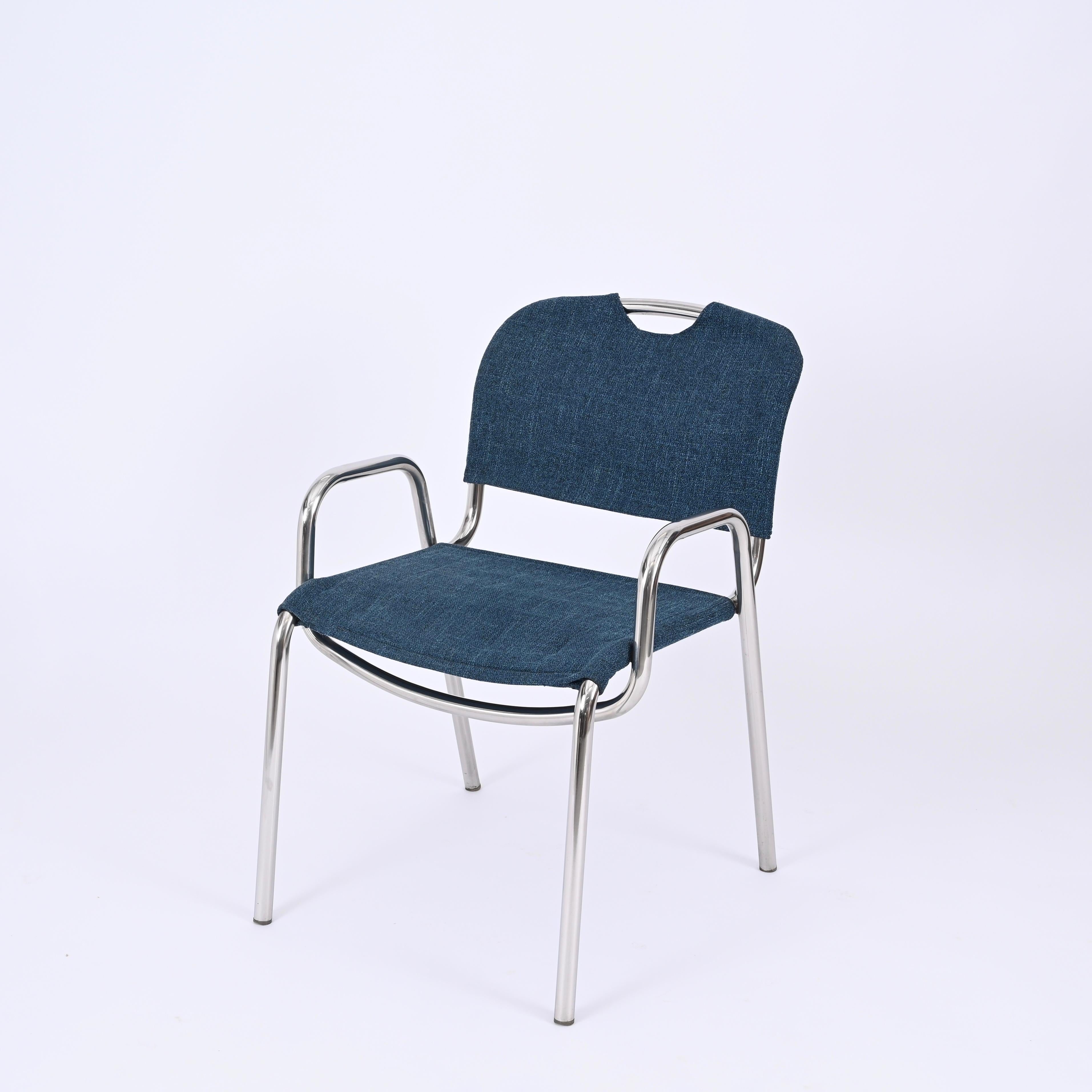Polished Pair of Blue Castiglietta Dining Chairs by Castiglioni for Zanotta, Italy 1960s For Sale