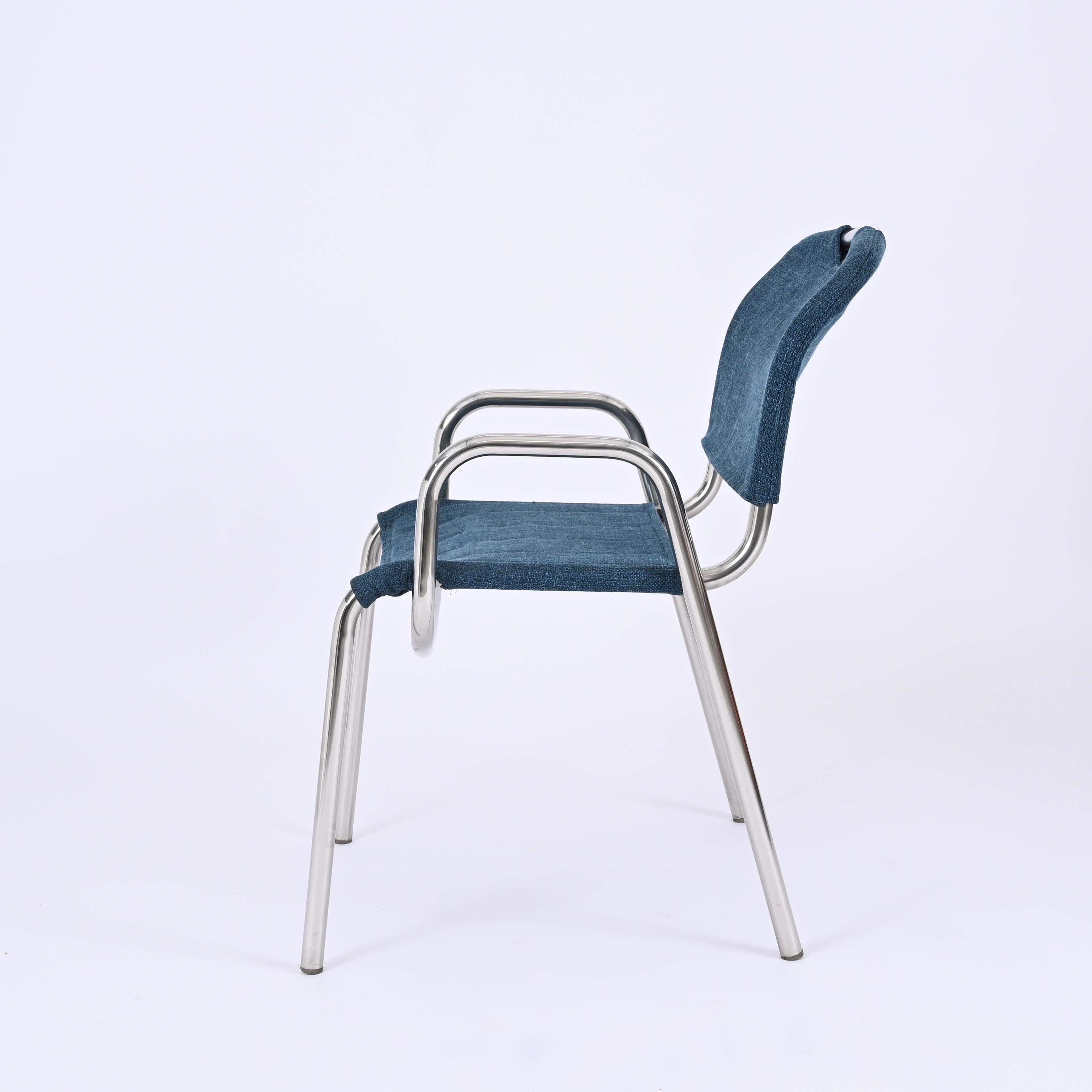 Pair of Blue Castiglietta Dining Chairs by Castiglioni for Zanotta, Italy 1960s In Good Condition For Sale In Roma, IT
