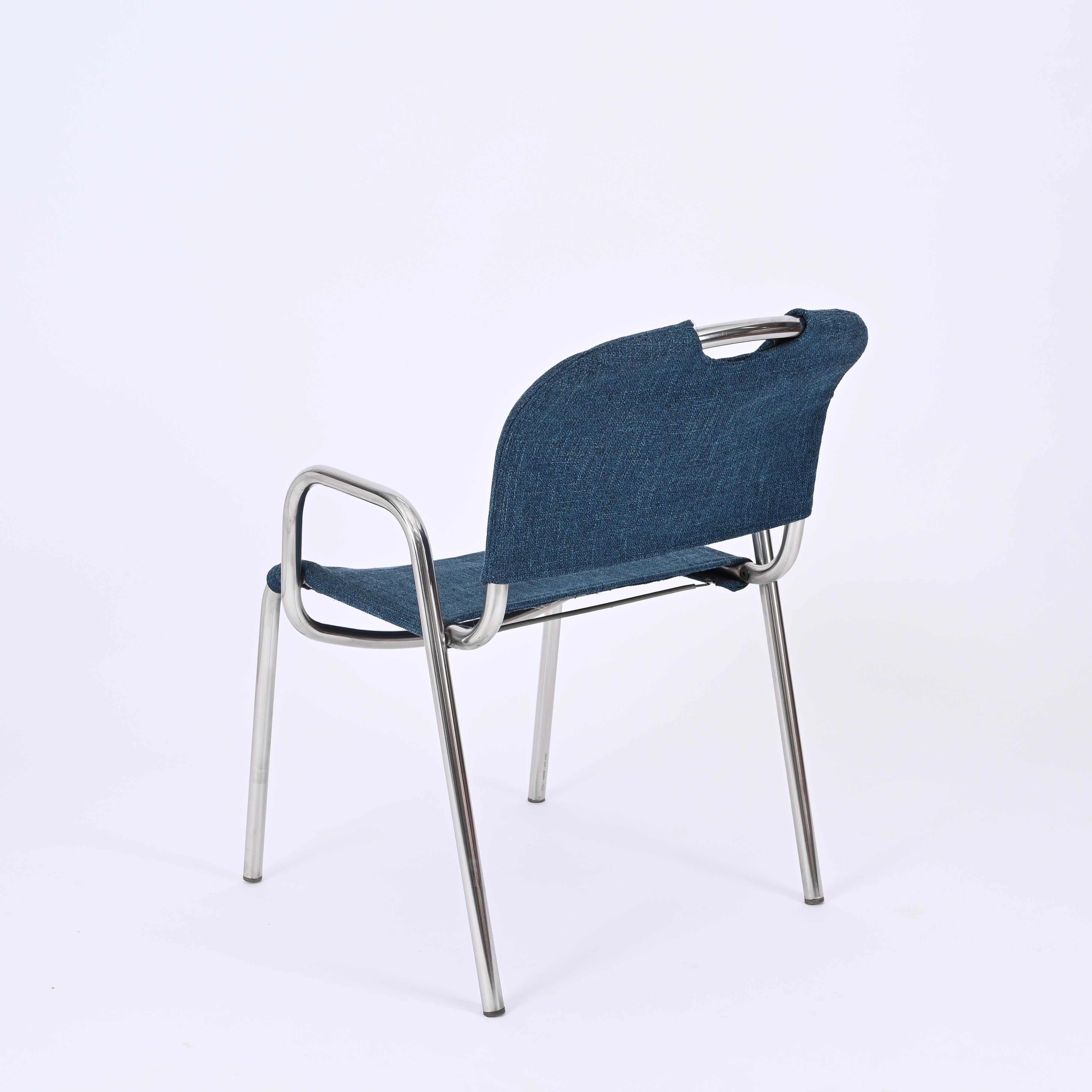 Mid-20th Century Pair of Blue Castiglietta Dining Chairs by Castiglioni for Zanotta, Italy 1960s For Sale