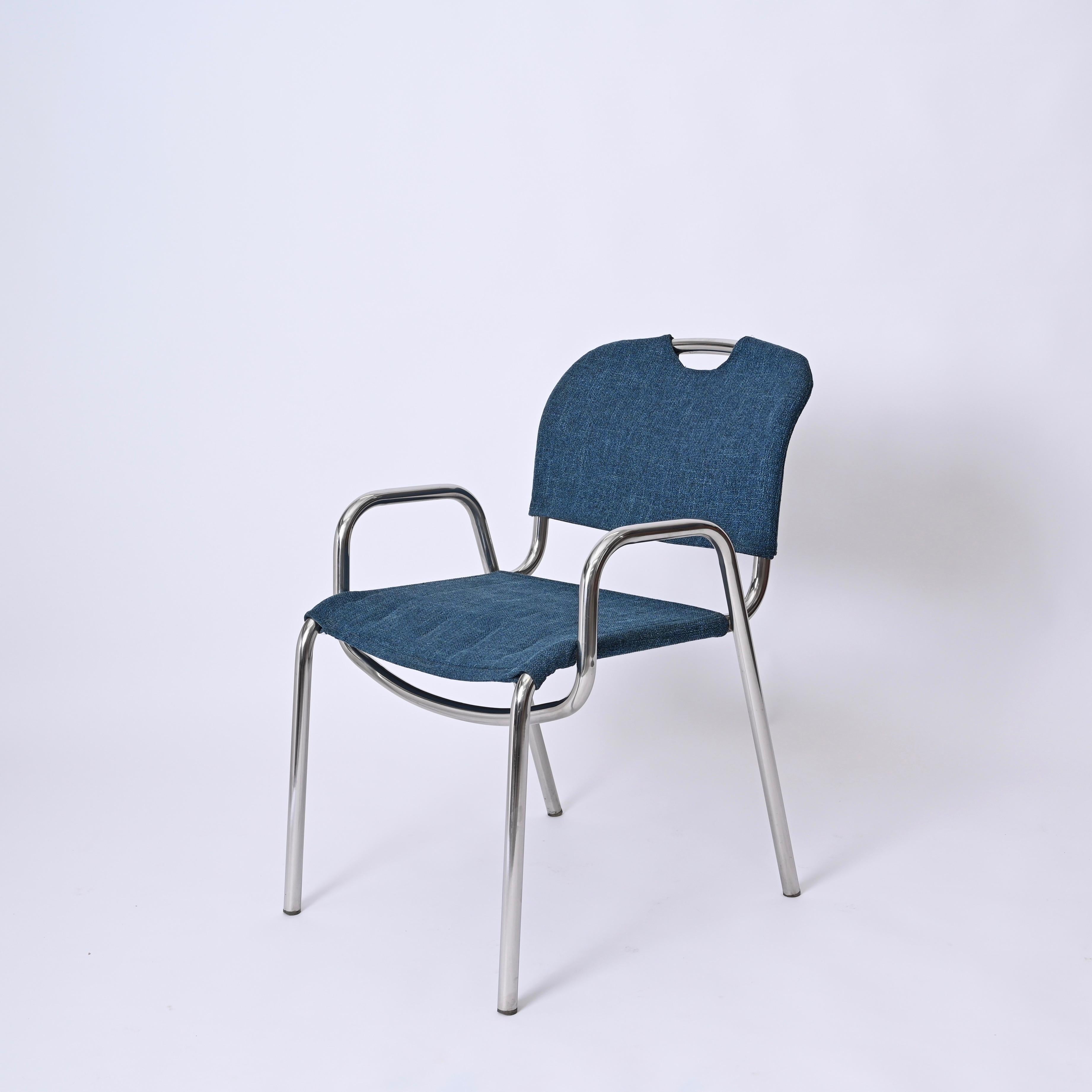Pair of Blue Castiglietta Dining Chairs by Castiglioni for Zanotta, Italy 1960s For Sale 1