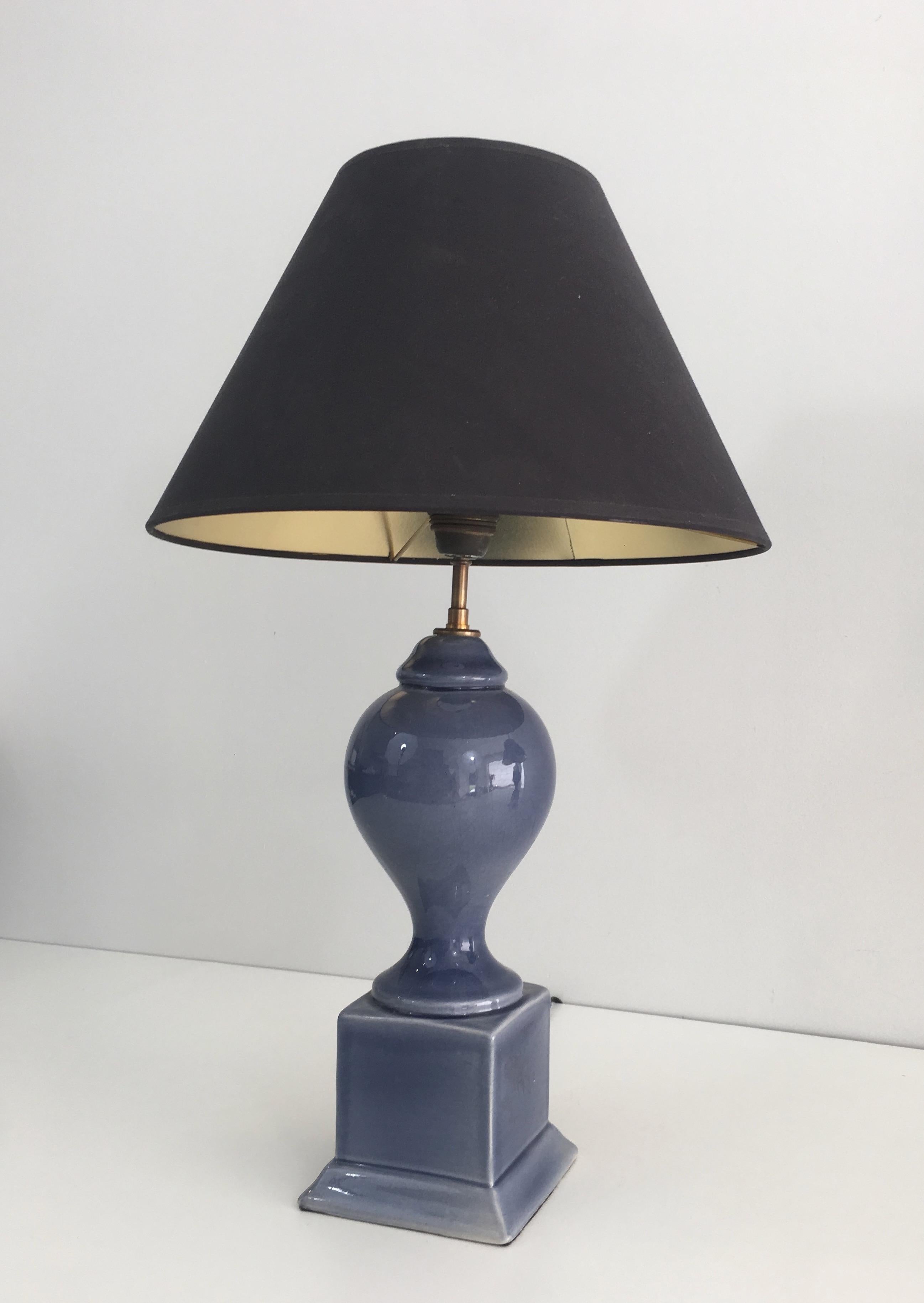 Pair of Blue Ceramic Baluster Table Lamps, French, circa 1970 For Sale 8