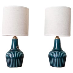 Pair of Blue Ceramic Table Lamps by Secla, 1960s