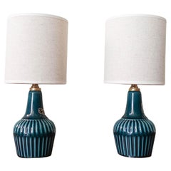 Vintage Pair of Blue Ceramic Table Lamps by Secla, 1960s