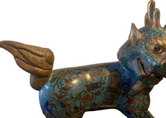Pair of Blue Cloisonne Fu Dogs