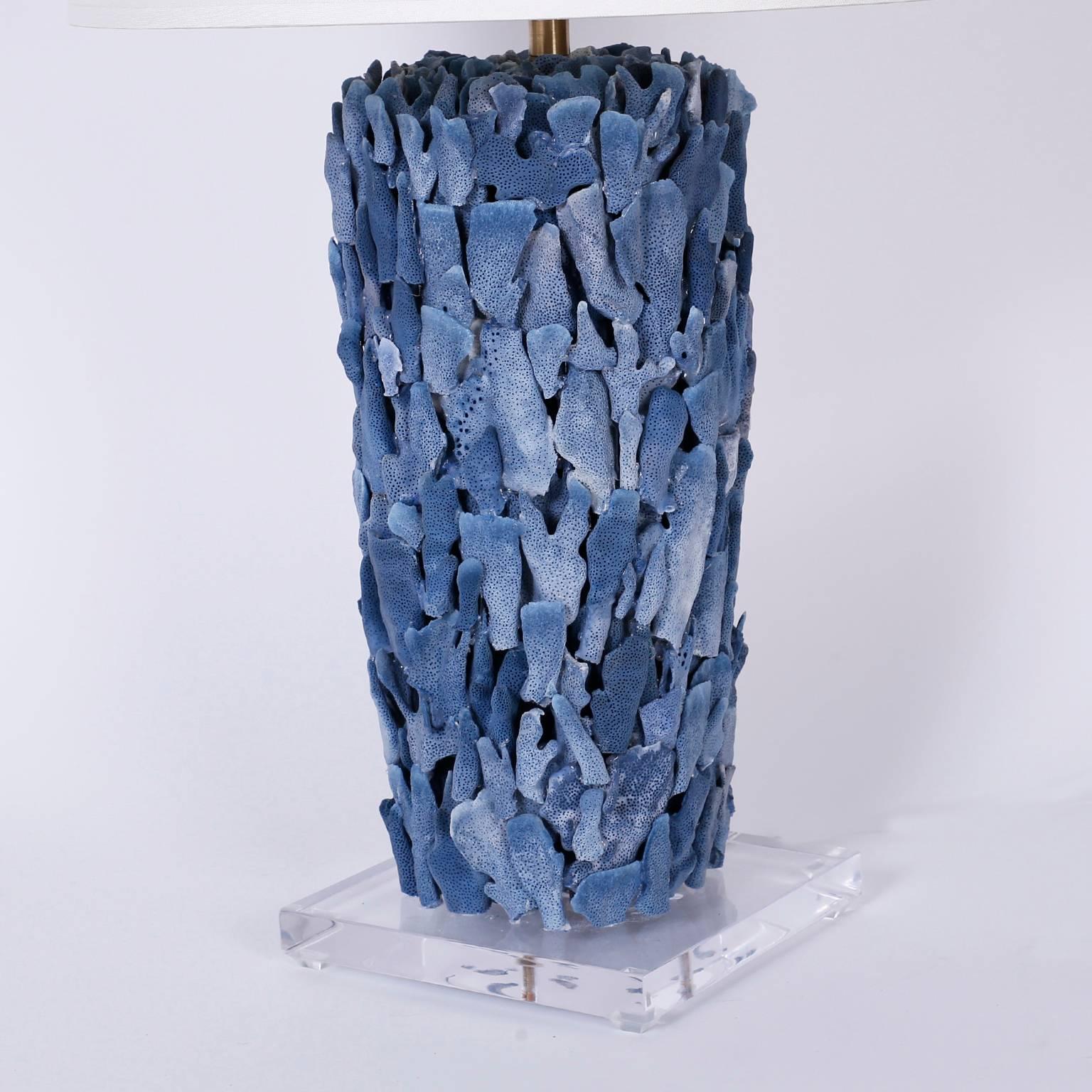 Pair of Blue Coral Table Lamps In Good Condition In Palm Beach, FL