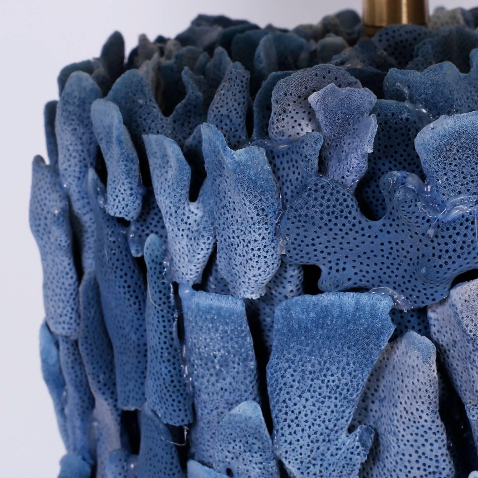 Contemporary Pair of Blue Coral Table Lamps