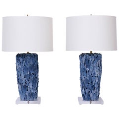 Pair of Blue Coral Table Lamps
